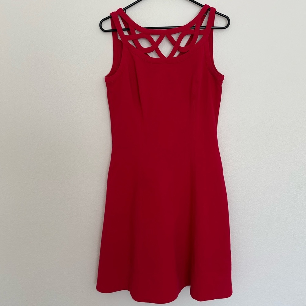 White House Black Market Red Strappy Neck Midi Dress Size 6